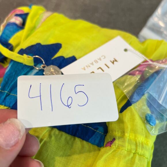 MILLY CABANA Women's Dana Floating Cosmos Dress Size S In Jux Neon Yellow - Picture 15 of 15